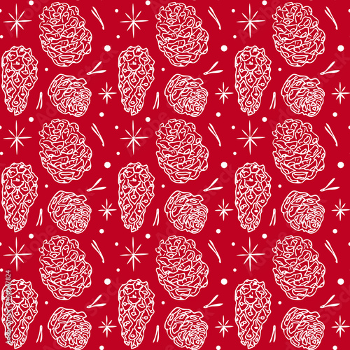 new year pattern withpine cone