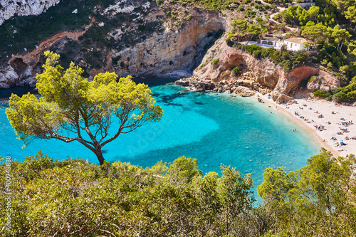 Spanish mediterranean scenic coastline. La Granadella beach. Alicante, Valencia photo
