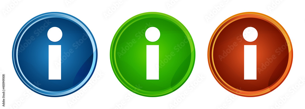 Info icon stylish round button set glass design Info icon stylish round button set glass design