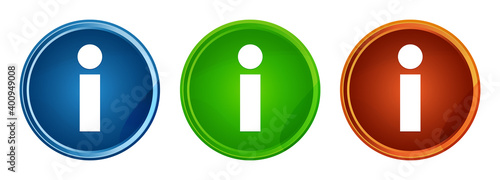Info icon stylish round button set glass design