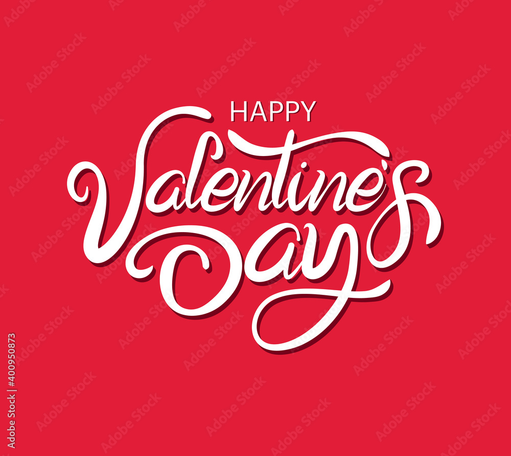 Happy Valentines Day Typography Vector Lettering design on red background,  Vector illustration.