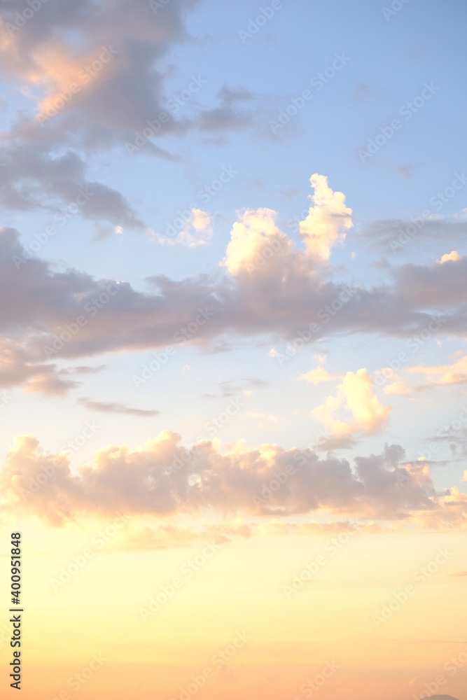 Ombre pastel coloured cloudy sky