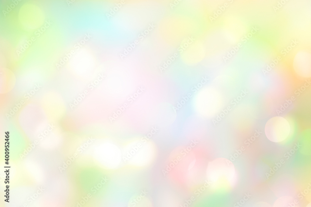 Soft colorful spring blurred background,glowing natural Easter holiday wallpaper.Abstract green blue yellow bokeh. - obrazy, fototapety, plakaty 