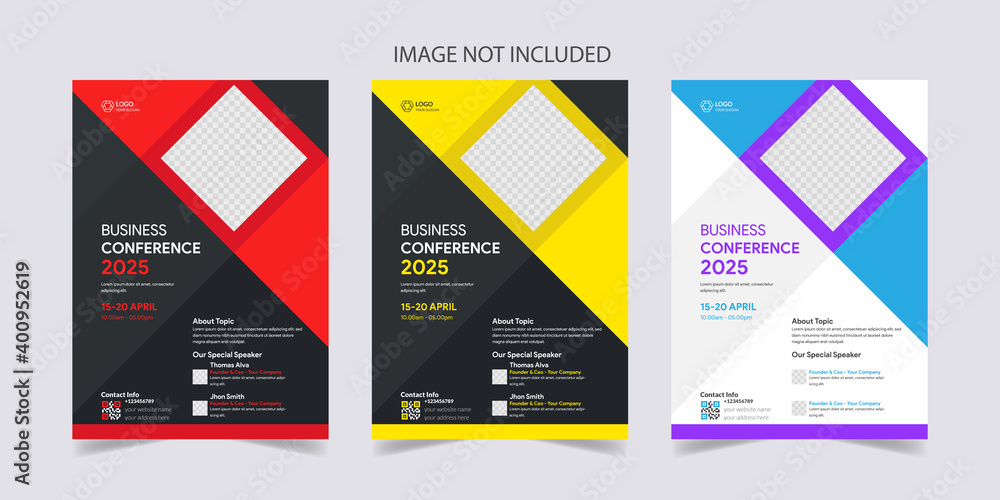 Creative And Clean red yellow blue Business Conference Flyer Template