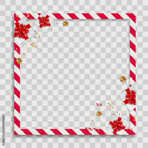 Holiday Photo Frame Template. Merry Christmas and Happy New Year Background. Vector Illustration EPS10