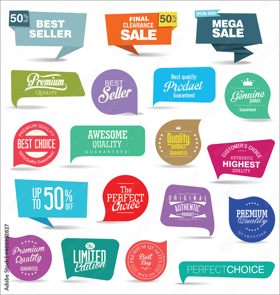 Fototapeta premium Collection of super sale ribbons stickers and tags template 