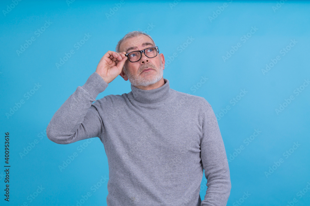 Bearded middle-aged man wearing glasses Bearded middle-aged man wearing glasses