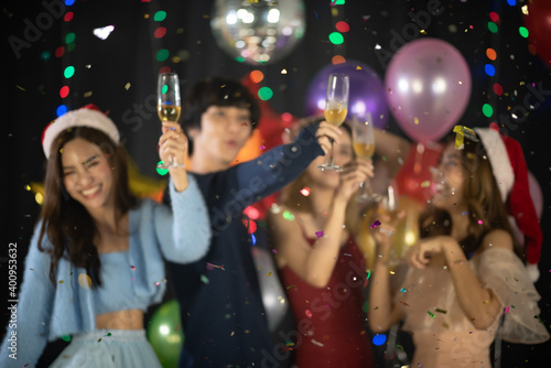 Happy Asian friends celebra...