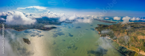 Aerial view of O Loan lagoon in Phu Yen, Vietnam.