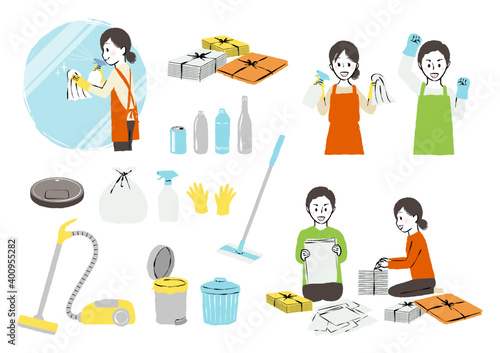 simple illustration of cleaning house