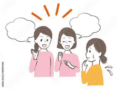 illustration of three chatting ladies