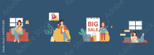 People lifestyle with smartphone stay at home.