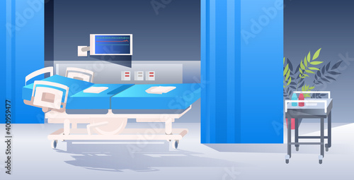 empty no people hospital ward modern clinic interior horizontal vector illustration