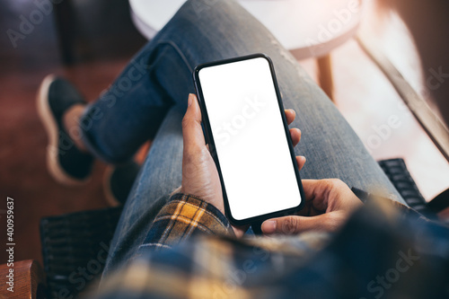 Fotografie cell phone blank white screen mockup