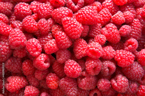 Fresh raspberry background close up photo