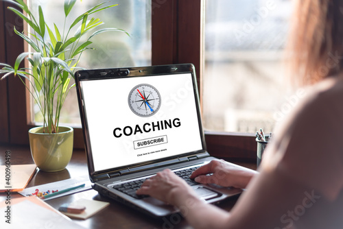 Coaching concept on a laptop screen