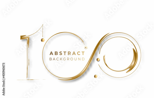 Abstract Golden Glowing Shiny 100th Circle Lines Effect Vector Background. Use for modern design, cover, poster, template, brochure, decorated, flyer, banner.