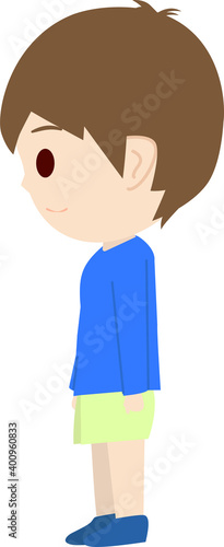 可愛い男の子供の横向きのイラスト