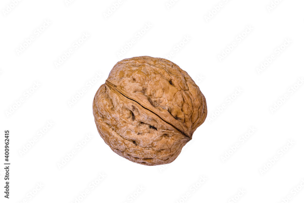 One walnut isolated on the white background One walnut isolated on the white background
