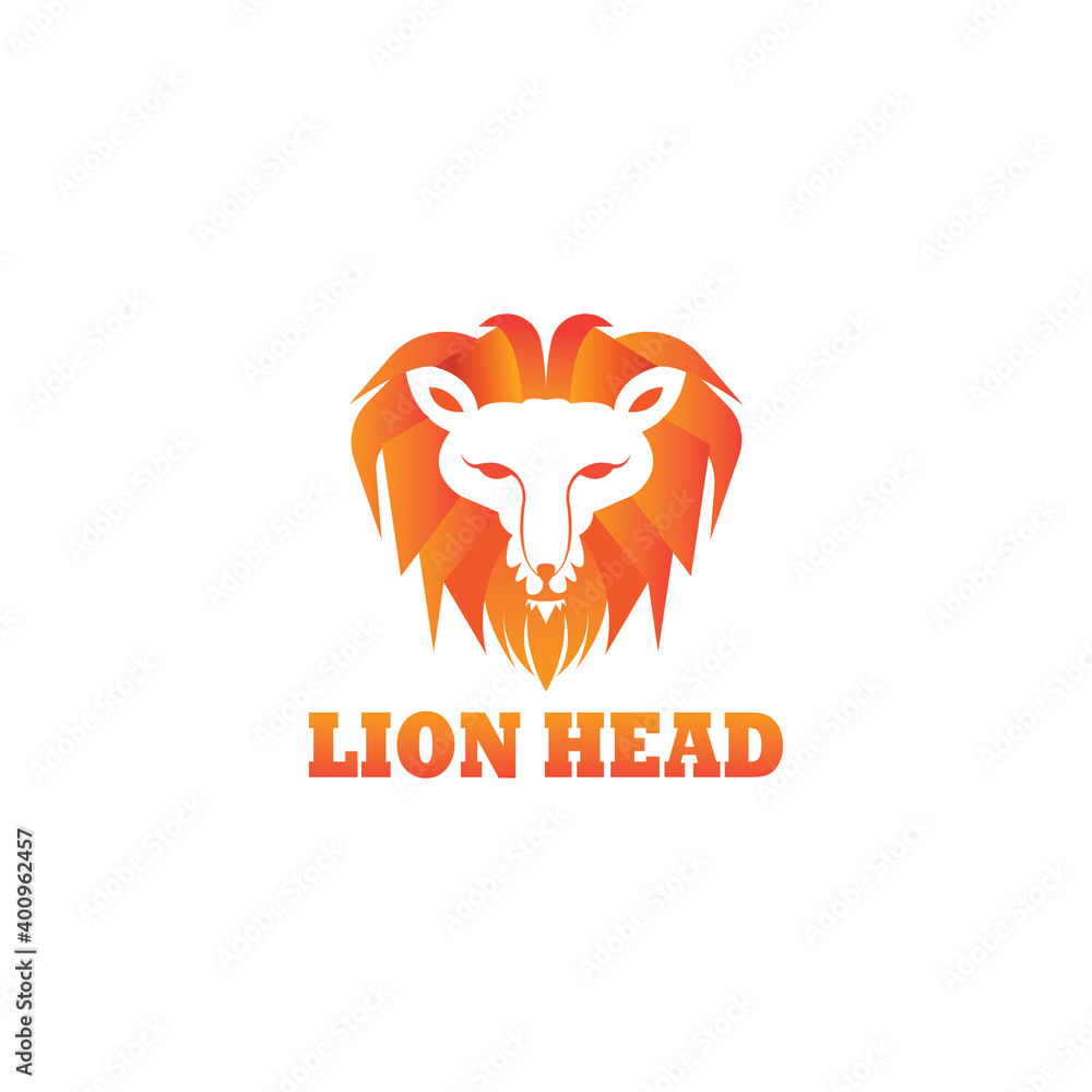 Fototapeta premium lion head logo illustration color line design vector template