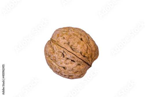 One walnut isolated on the white background