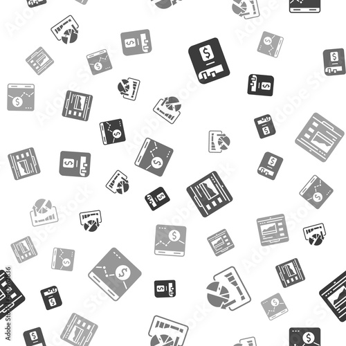 Set Financial book, Stocks market growth graphs, Trading courses and Website with on seamless pattern. Vector.