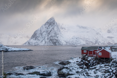 Famous tourist,Lofoten Islands, Norway in winter