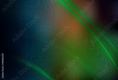 Dark Green, Red vector template with curved lines.