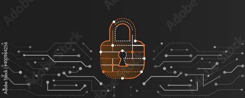 Modern Cyber security for business and internet project. Vector illustration of a data security services. Data protection, privacy, and internet security concept.