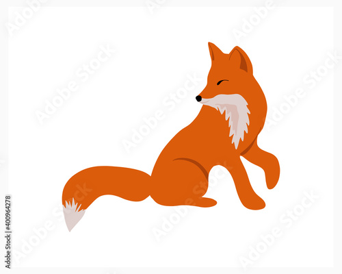 Doodle fox icon isolated on white. Animal cartoon. Vector stock illustration. EPS 10