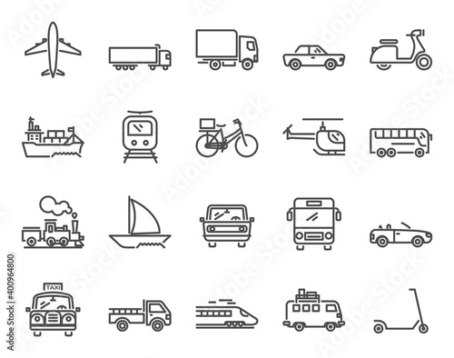 Transportation outline icon set. E Commerces.