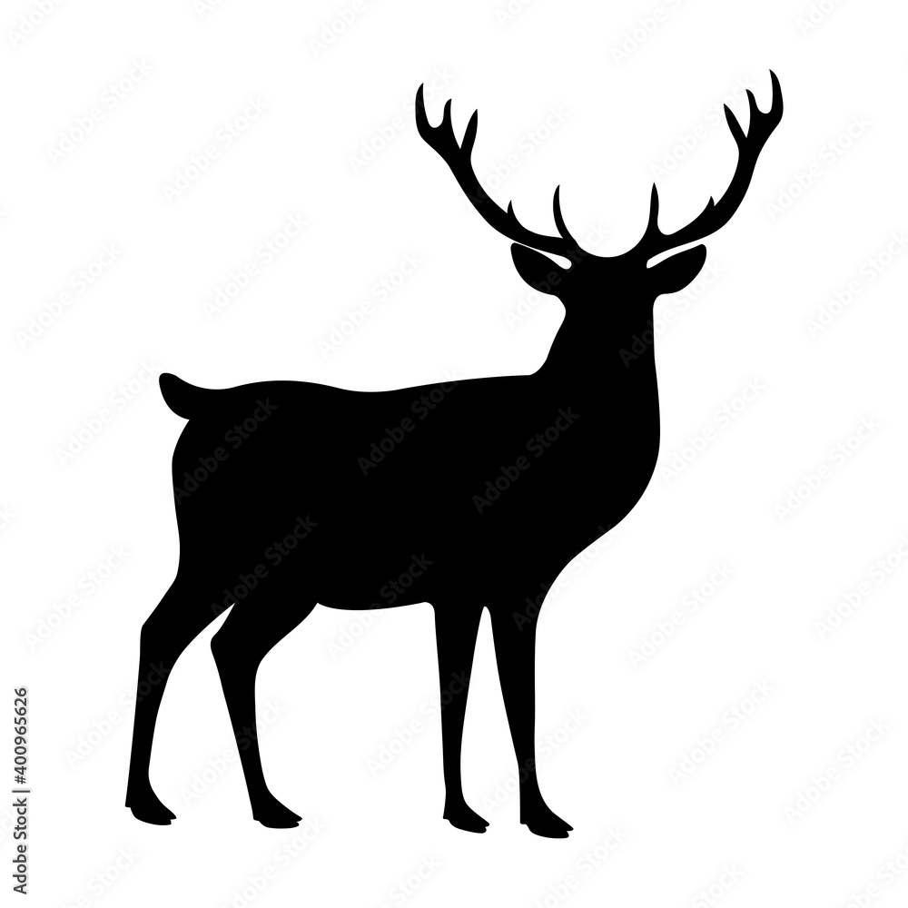 Red deer silhouette isolated on white background. Side view. Red deer silhouette isolated on white background. Side view.