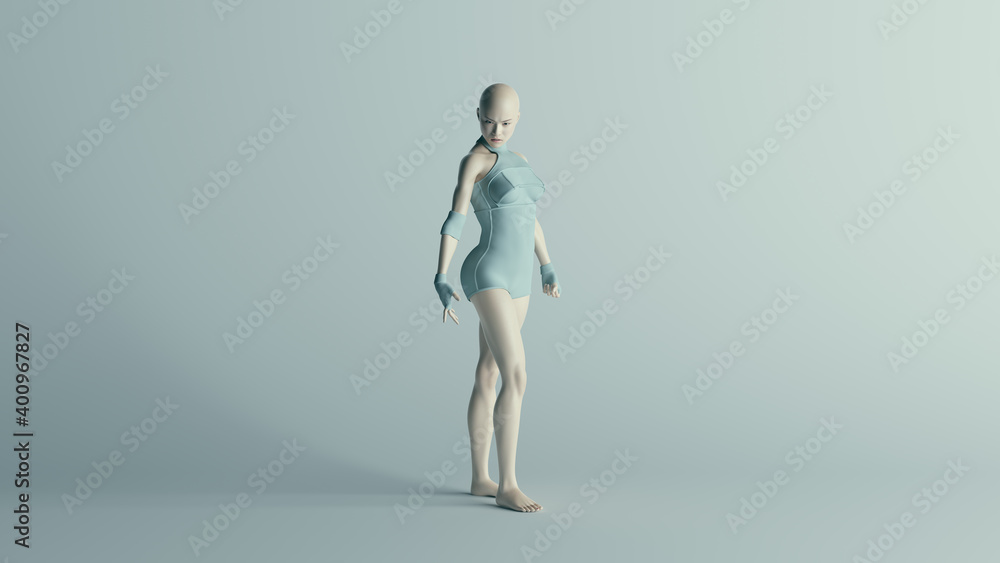 Futuristic Female Character in Turquoise 3d illustration render Futuristic Female Character in Turquoise 3d illustration render