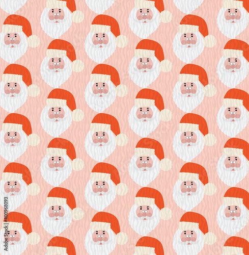 cute santa claus  face repeat pattern illustration orange background .