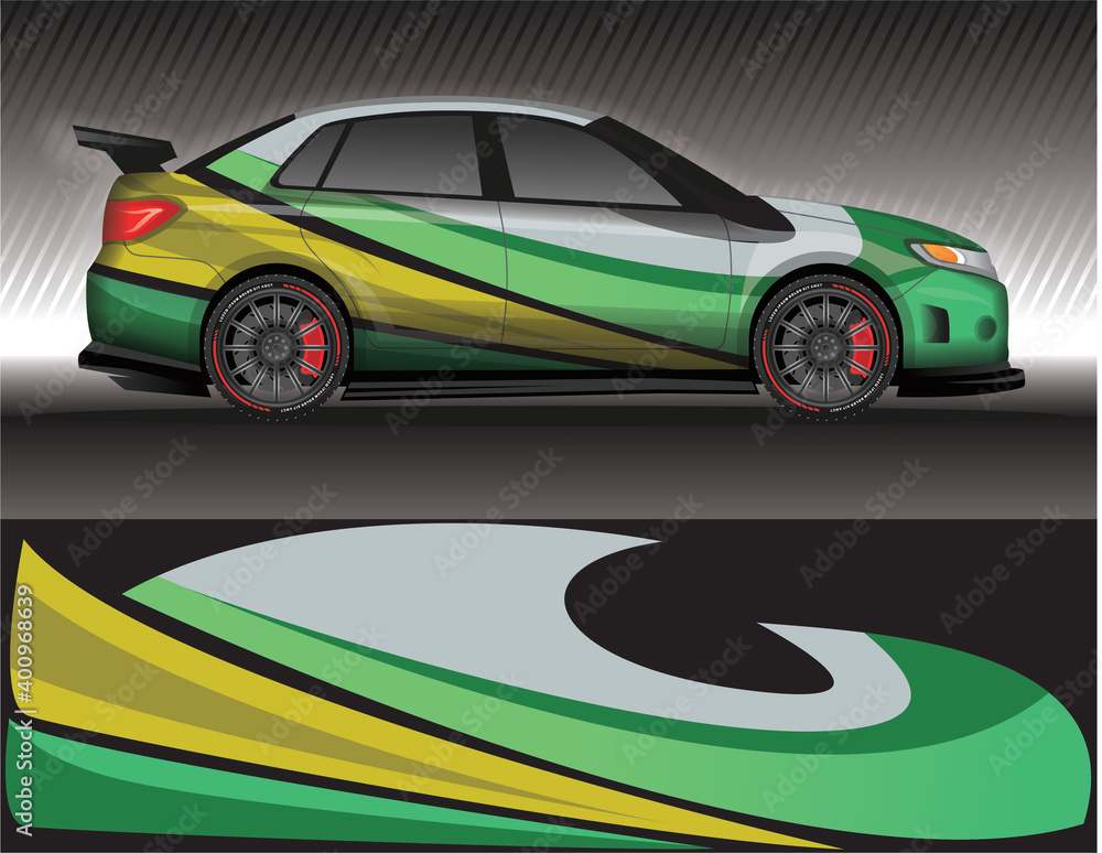 Car livery wrap decal, rally race style vector illustration abstract background Car livery wrap decal, rally race style vector illustration abstract background