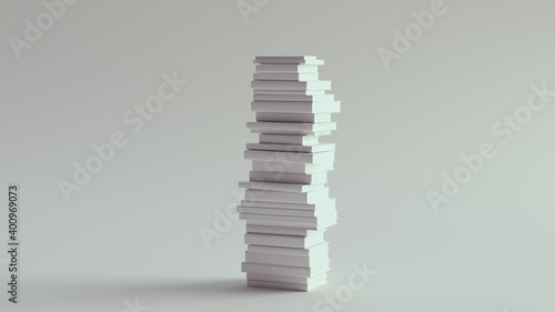 Tall Stack of White Books 3d illustration render