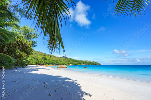 tropical beach at anse lazio  on praslin  seychelles