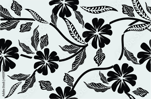 Indonesian batik motifs with very distinctive plant patterns