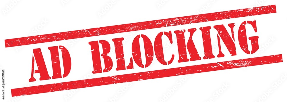 AD BLOCKING text on red grungy rectangle stamp. AD BLOCKING text on red grungy rectangle stamp.