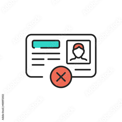 Passport illegal immigrant color line icon. Editable stroke.