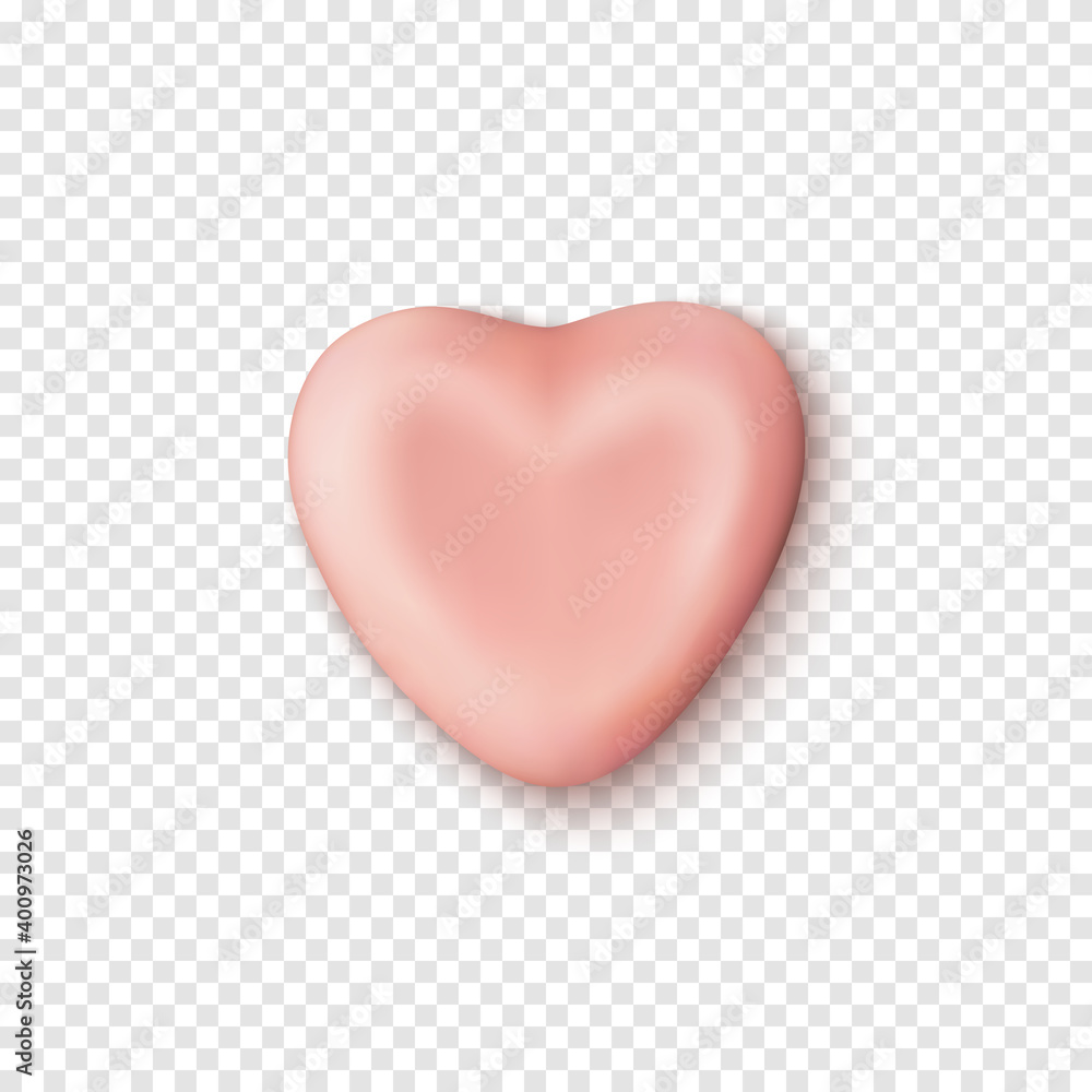 Realistic abstract pink candy heart icon template.