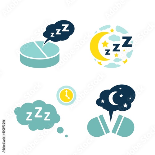 Insomnia pill icons set