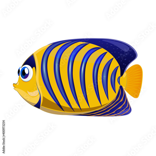 Tropical fish realistic. Colored fish. Cartoon style.