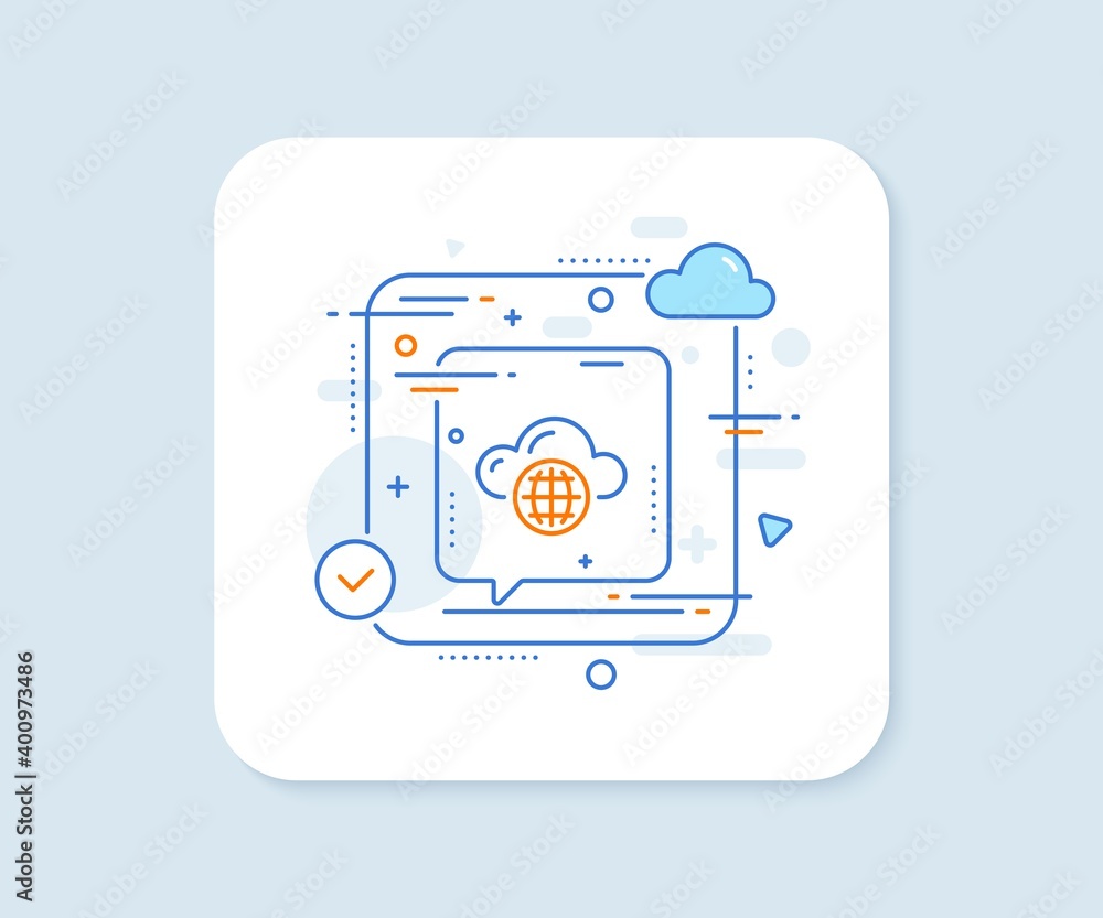 Cloud computing line icon. Abstract vector button. Internet data storage sign. File hosting technology symbol. Cloud computing line icon. Speech bubble concept. Vector Cloud computing line icon. Abstract vector button. Internet data storage sign. File hosting technology symbol. Cloud computing line icon. Speech bubble concept. Vector