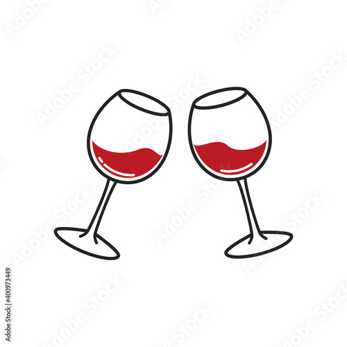 Two glasses of wine. Cheers with wineglasses