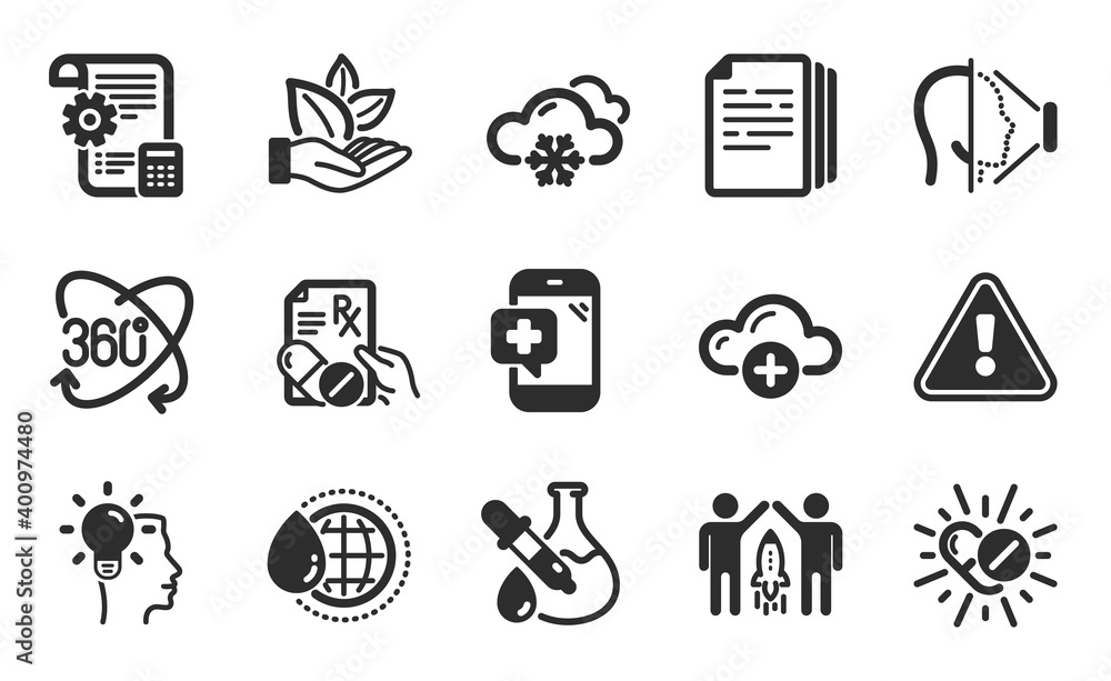 Copy documents, Partnership and Full rotation icons simple set. Settings blueprint, Idea and Organic product signs. Chemistry experiment, Snow weather and World water symbols. Flat icons set. Vector Copy documents, Partnership and Full rotation icons simple set. Settings blueprint, Idea and Organic product signs. Chemistry experiment, Snow weather and World water symbols. Flat icons set. Vector