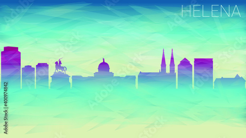 Helena Montana Skyline City. Broken Glass Abstract  Textured. Banner Background Colorful Shape Composition.