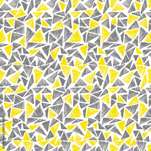 Vector seamless abstract geometry pattern of triangles. Illuminating and ultimate grey colours . Vector illustration