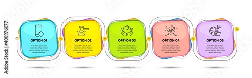 Startup concept, Timer and Recovery phone line icons set. Timeline process flowchart. Judge hammer sign. Launch project, Deadline management, Backup smartphone. Judgement. Education set. Vector