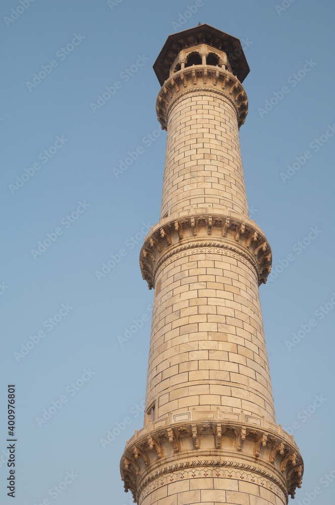 Minaret of the Taj Mahal. Agra. Uttar Pradesh. India.